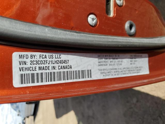 2C3CDZFJ1LH240457 - 2020 DODGE CHALLENGER R/T SCAT PACK ORANGE photo 12