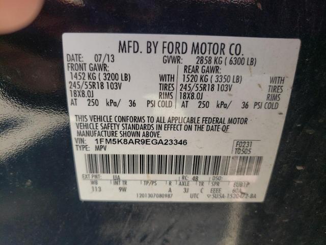 1FM5K8AR9EGA23346 - 2014 FORD EXPLORER POLICE INTERCEPTOR BLACK photo 13