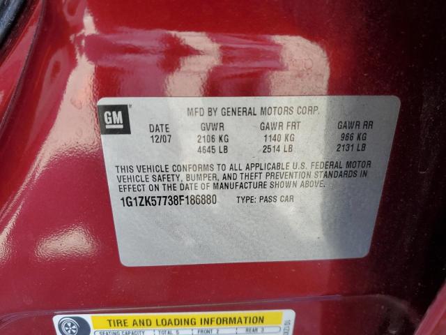 1G1ZK57738F186880 - 2008 CHEVROLET MALIBU LTZ მუქწითელი ფოტო 12