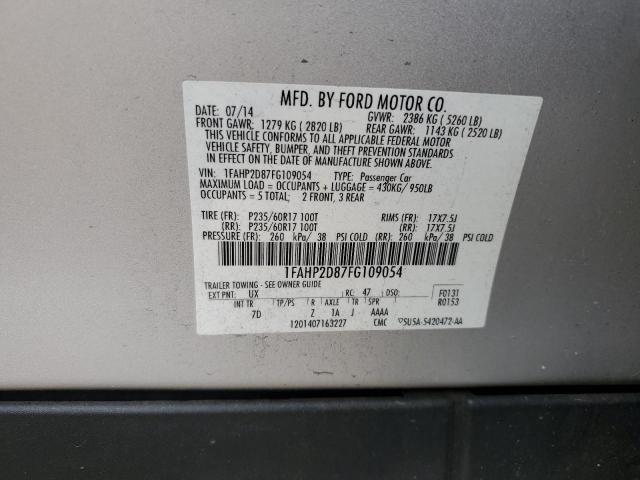 1FAHP2D87FG109054 - 2015 FORD TAURUS SE SILVER photo 12