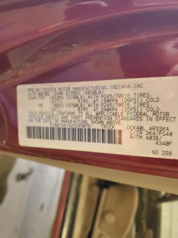 5TBBT44142S285076 - 2002 TOYOTA TUNDRA ACCESS CAB MAROON photo 12