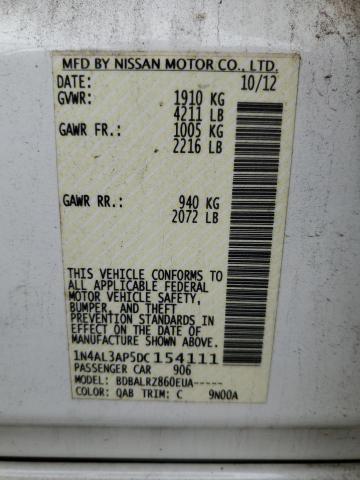 1N4AL3AP5DC154111 - 2013 NISSAN ALTIMA 2.5 WHITE photo 12