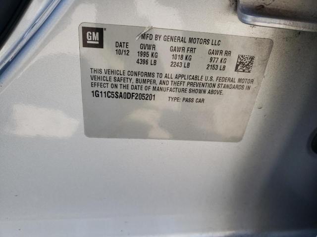 1G11C5SA0DF205201 - 2013 CHEVROLET MALIBU 1LT 银色 照片 12