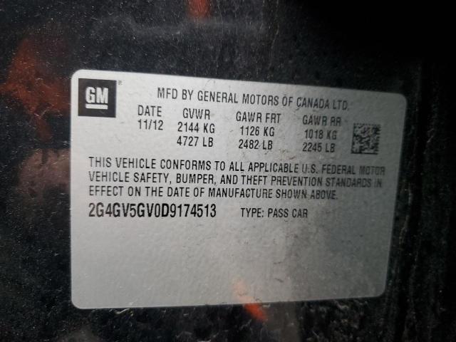 2G4GV5GV0D9174513 - 2013 BUICK REGAL GS Қара фото 12