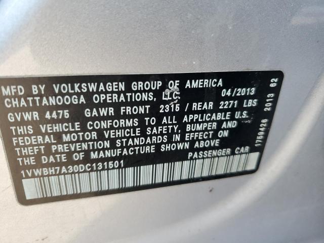 1VWBH7A30DC131501 - 2013 VOLKSWAGEN PASSAT SE Մոխրագույն լուսանկար 12