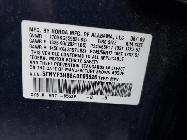 5FNYF3H88AB003826 - 2010 HONDA PILOT TOURING BLUE photo 13