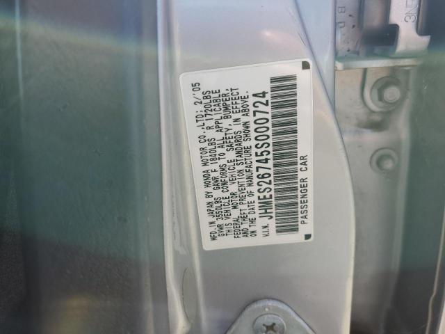 JHMES26745S000724 - 2005 HONDA CIVIC EX Srebrny zdjęcie 12
