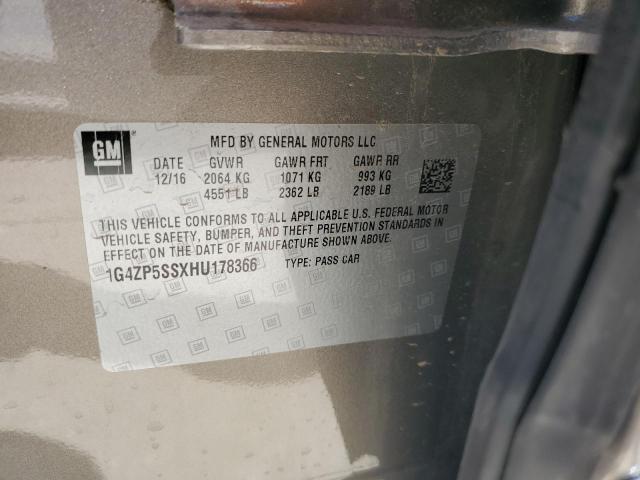 1G4ZP5SSXHU178366 - 2017 BUICK LACROSSE ESSENCE ნაცრისფერი ფოტო 12