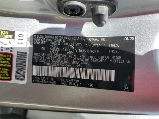 5TDKZ3DCXLS072524 - 2020 TOYOTA SIENNA LE SILVER photo 14