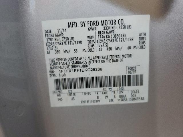 1FTFX1EF1EKG25236 - 2014 FORD F150 SUPER CAB SILVER photo 12