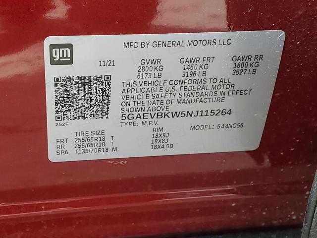 5GAEVBKW5NJ115264 - 2022 BUICK ENCLAVE PREMIUM RED photo 14