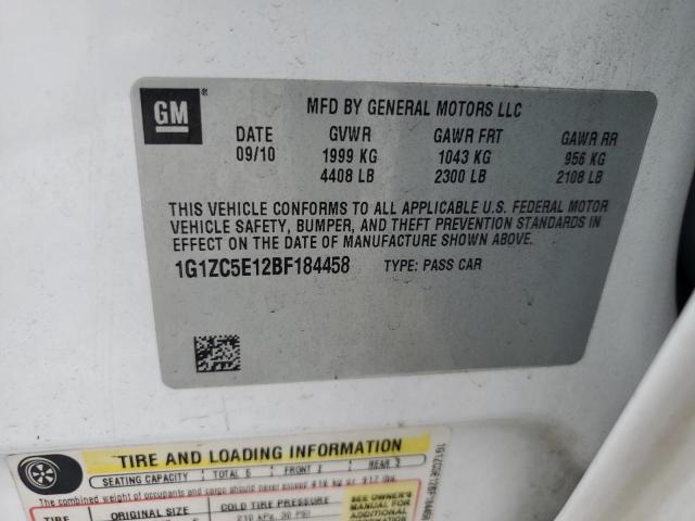 1G1ZC5E12BF184458 - 2011 CHEVROLET MALIBU 1LT WHITE photo 12