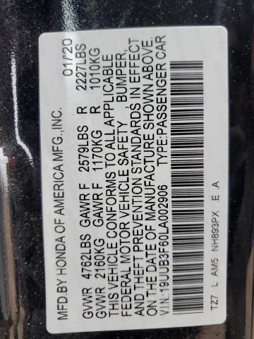 19UUB3F60LA002906 - 2020 ACURA TLX TECHNOLOGY BLACK photo 12