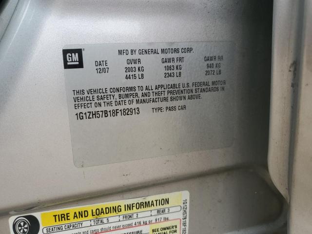 1G1ZH57B18F182913 - 2008 CHEVROLET MALIBU 1LT SILVER photo 12