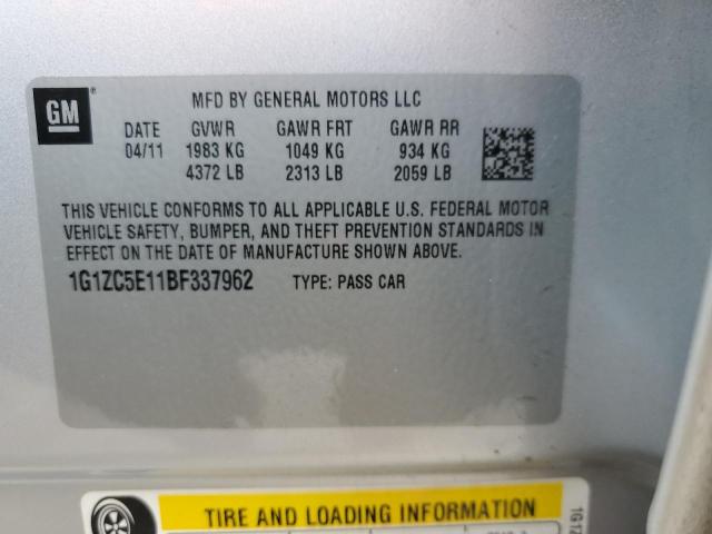 1G1ZC5E11BF337962 - 2011 CHEVROLET MALIBU 1LT 银色 照片 12