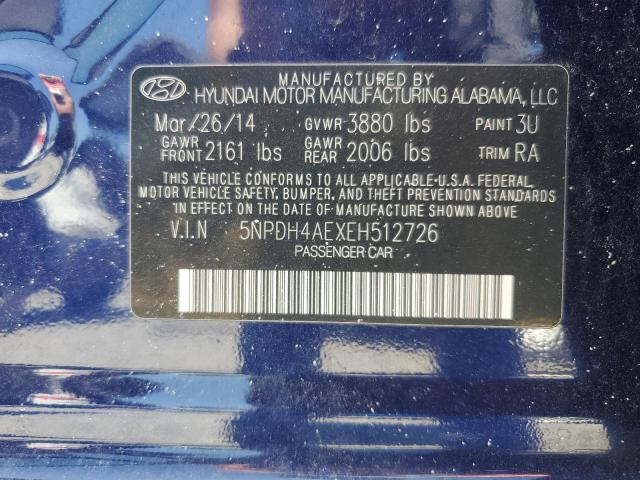 5NPDH4AEXEH512726 - 2014 HYUNDAI ELANTRA SE BLUE photo 13