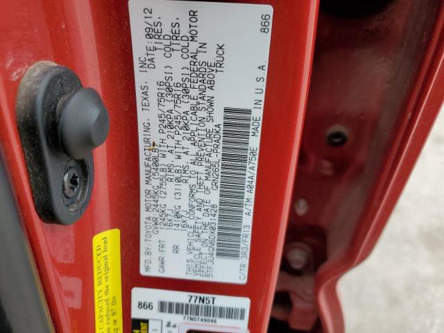 5TFJU4GN6DX031428 - 2013 TOYOTA TACOMA DOUBLE CAB PRERUNNER RED photo 12