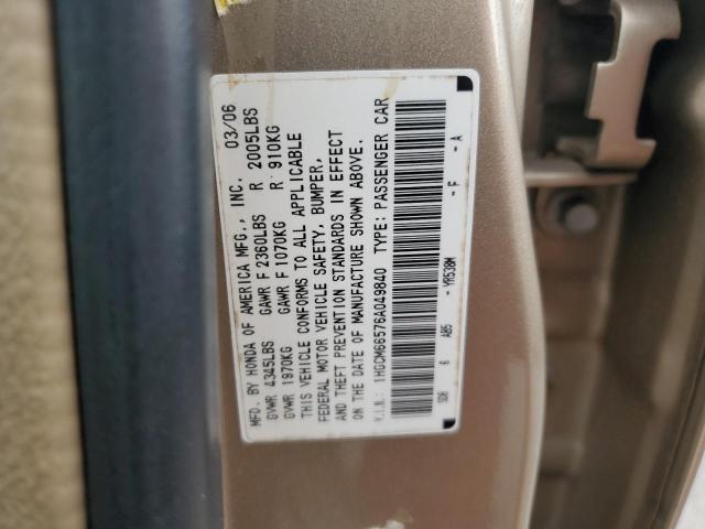 1HGCM66576A049840 - 2006 HONDA ACCORD EX TAN photo 12