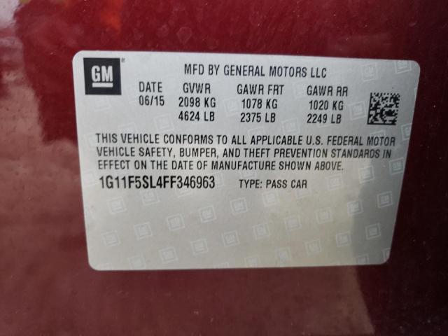 1G11F5SL4FF346963 - 2015 CHEVROLET MALIBU LTZ MAROON photo 12