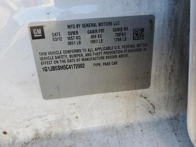 1G1JB5SH5C4172982 - 2012 CHEVROLET SONIC LS Ağ foto 12