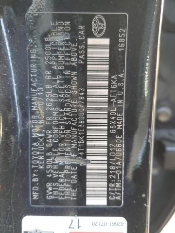 4T1BK1EB8DU077843 - 2013 TOYOTA AVALON BASE 黑色 照片 12