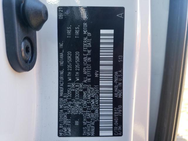 5TDDRKEC4NS075911 - 2022 TOYOTA SIENNA XSE WHITE photo 14