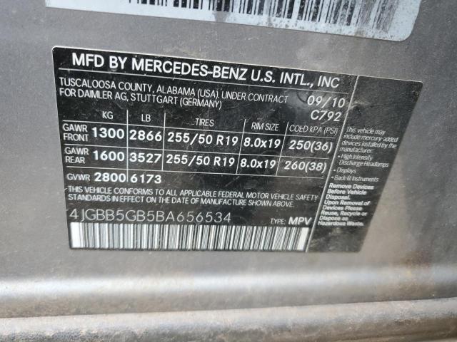 4JGBB5GB5BA656534 - 2011 MERCEDES-BENZ ML 350 GRAY photo 13