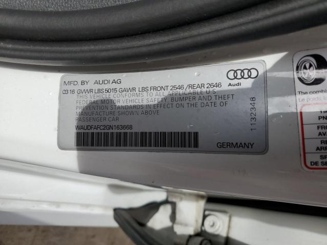 WAUDFAFC2GN163668 - 2016 AUDI A6 PREMIUM PLUS WHITE photo 12