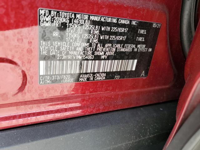 2T3H1RFV1MW154063 - 2021 TOYOTA RAV4 LE RED photo 13