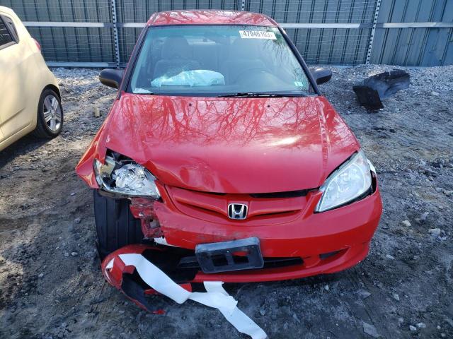 1HGES16355L008965 - 2005 HONDA CIVIC DX VP RED photo 5
