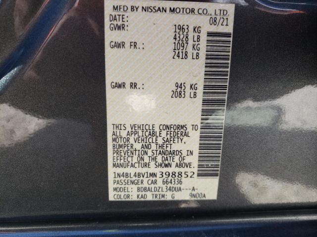 1N4BL4BV1MN398852 - 2021 NISSAN ALTIMA S GRAY photo 12