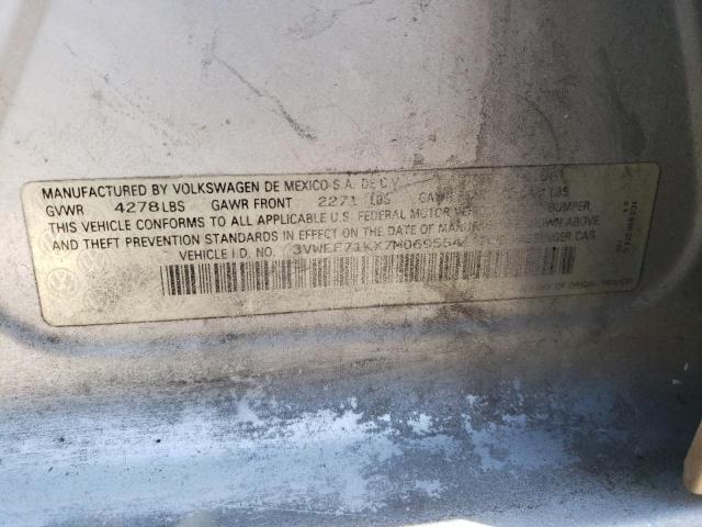 3VWEF71KX7M069554 - 2007 VOLKSWAGEN JETTA WOLFSBURG ნაცრისფერი ფოტო 12