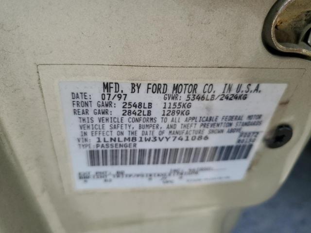 1LNLM81W3VY741086 - 1997 LINCOLN TOWN CAR EXECUTIVE BEIGE photo 12