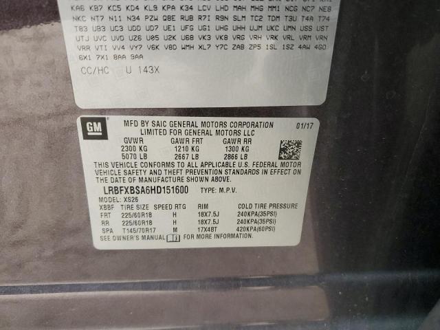 LRBFXBSA6HD151600 - 2017 BUICK ENVISION ESSENCE PURPLE photo 12