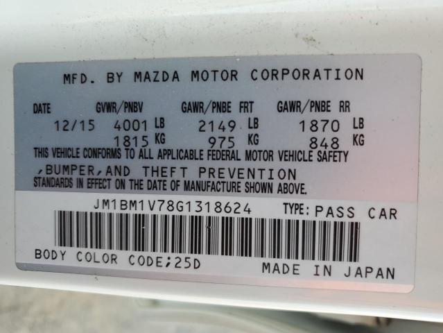 JM1BM1V78G1318624 - 2016 MAZDA 3 TOURING WHITE photo 12