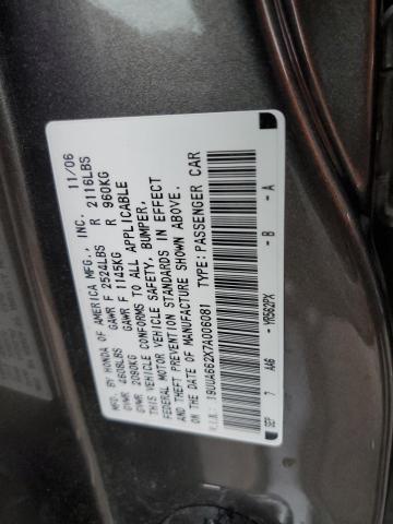 19UUA662X7A006081 - 2007 ACURA TL GRAY photo 12