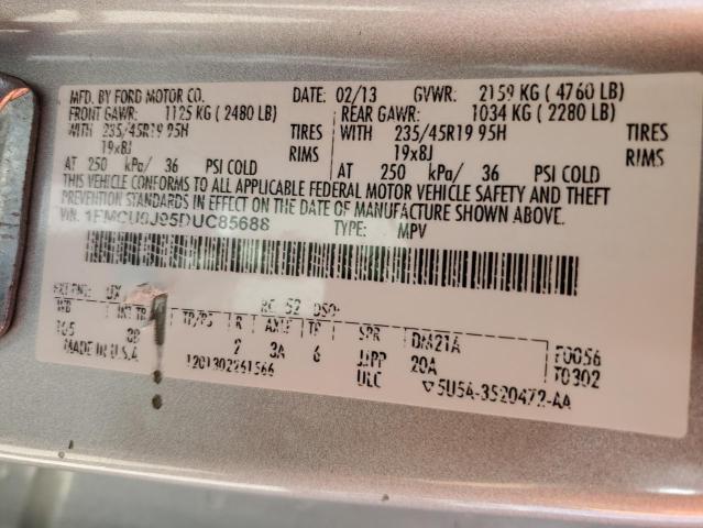 1FMCU0J95DUC85688 - 2013 FORD ESCAPE TITANIUM SILVER photo 12