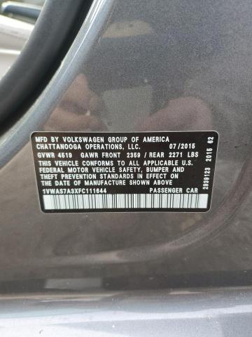 1VWAS7A3XFC111644 - 2015 VOLKSWAGEN PASSAT S GRAY photo 13