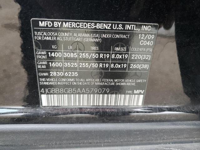 4JGBB8GB5AA579079 - 2010 MERCEDES-BENZ ML 350 4MATIC BLACK photo 13