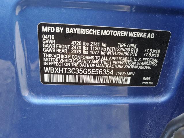 WBXHT3C35G5E56354 - 2016 BMW X1 XDRIVE28I BLUE photo 13