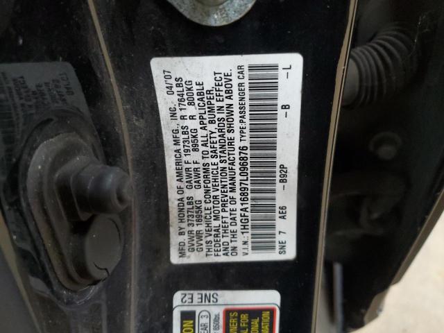 1HGFA16897L096876 - 2007 HONDA CIVIC EX BLACK photo 12