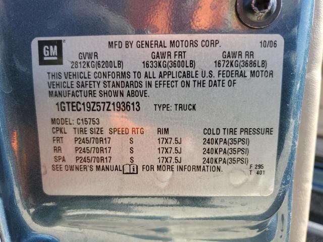 1GTEC19Z57Z193613 - 2007 GMC NEW SIERRA C1500 CLASSIC BLUE photo 12