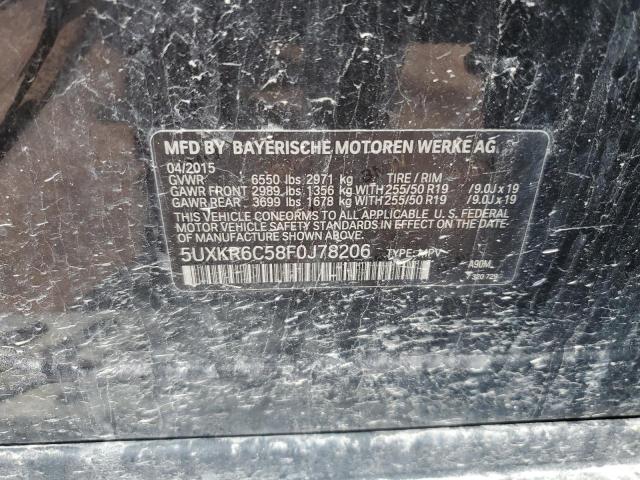 5UXKR6C58F0J78206 - 2015 BMW X5 XDRIVE50I GRAY photo 12