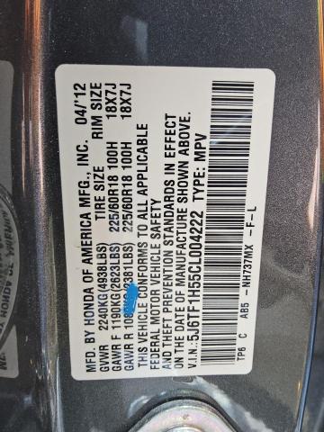 5J6TF1H55CL004222 - 2012 HONDA CROSSTOUR EXL ნაცრისფერი ფოტო 13