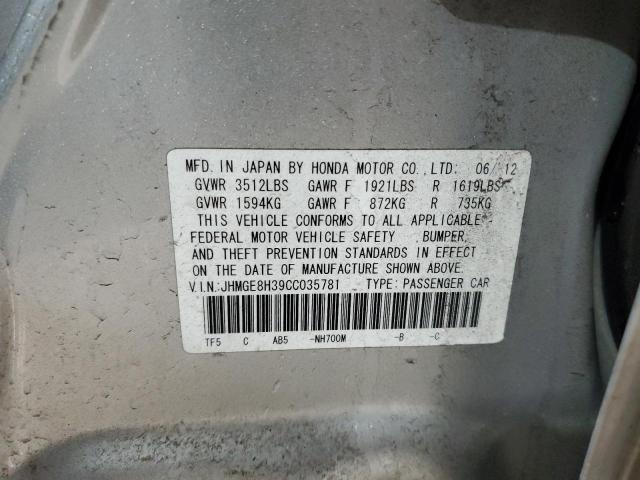 JHMGE8H39CC035781 - 2012 HONDA FIT SILVER photo 12