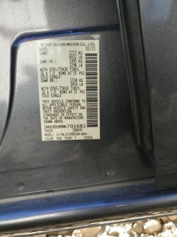 1N6ED0EB0MN701681 - 2021 NISSAN FRONTIER S GRAY photo 12