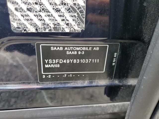 YS3FD49Y831037111 - 2003 SAAB 9-3 ARC BLUE photo 12