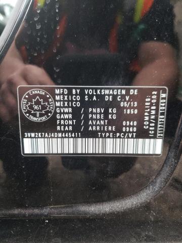 3VW2K7AJ4DM445411 - 2013 VOLKSWAGEN JETTA BASE 黑色 照片 12