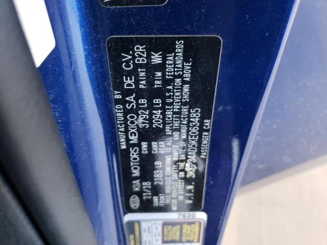 3KPF34AD5KE063485 - 2019 KIA FORTE GT LINE BLUE photo 12