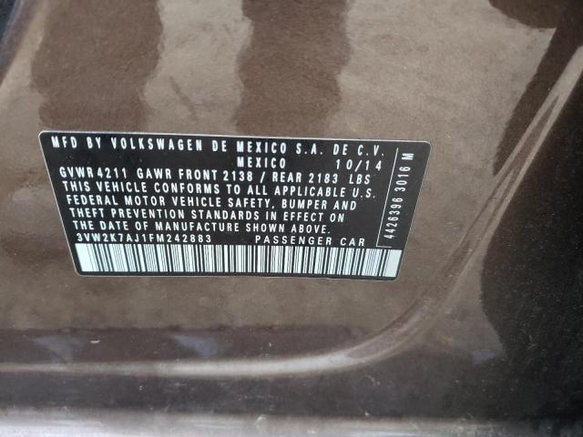 3VW2K7AJ1FM242883 - 2015 VOLKSWAGEN JETTA BASE 棕色 照片 10